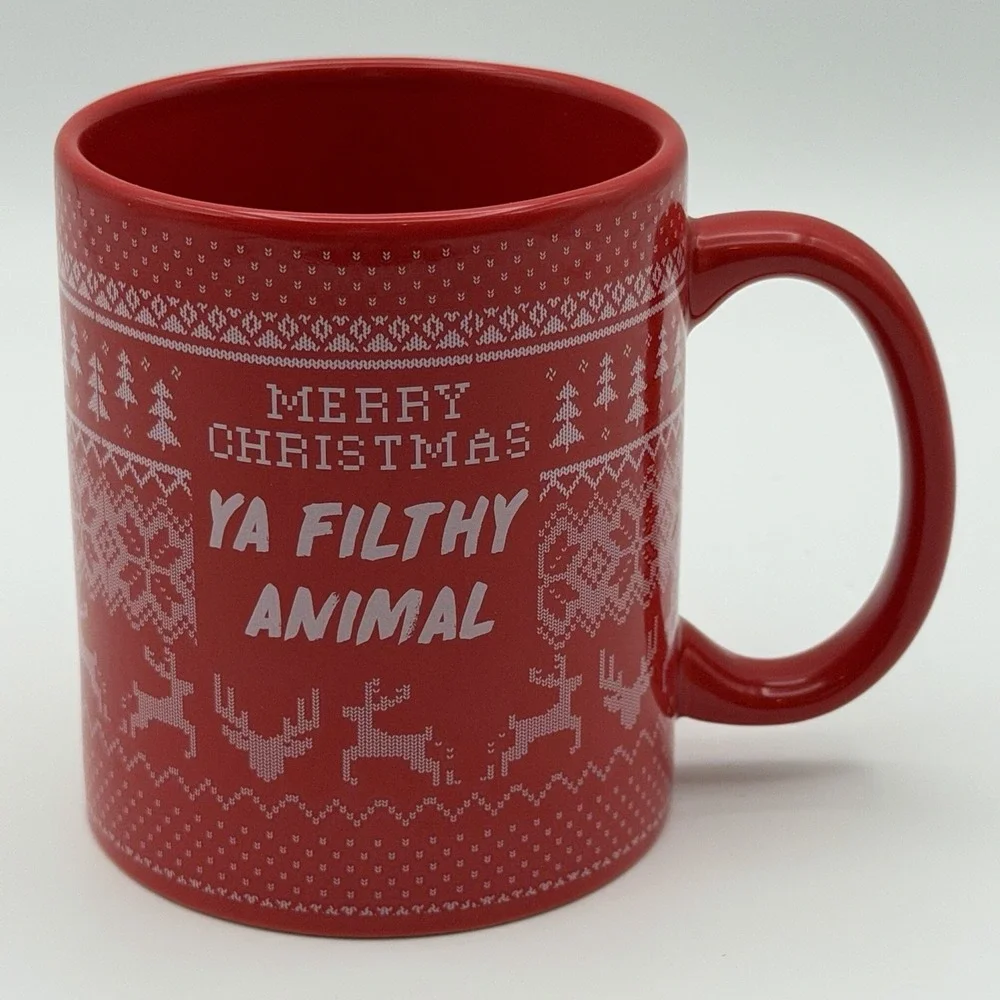 Typo Merry Christmas Ya Filthy‎ Animal Red Stoneware Mug Holiday Coffee Cup 12oz